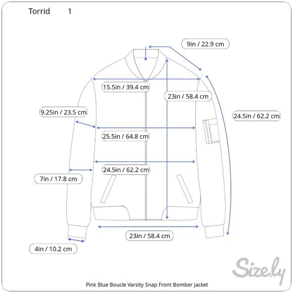 Torrid Pink & Blue Boucle Snap Front Varsity Bomber Jacket Sz 1/14-16/1X - Picture 11 of 11